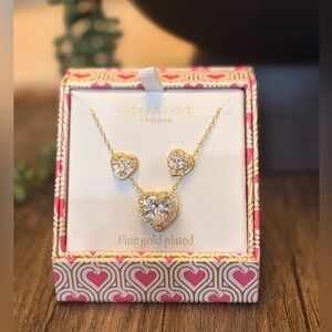 Gold Plated  Heart Necklace and Earrings Set